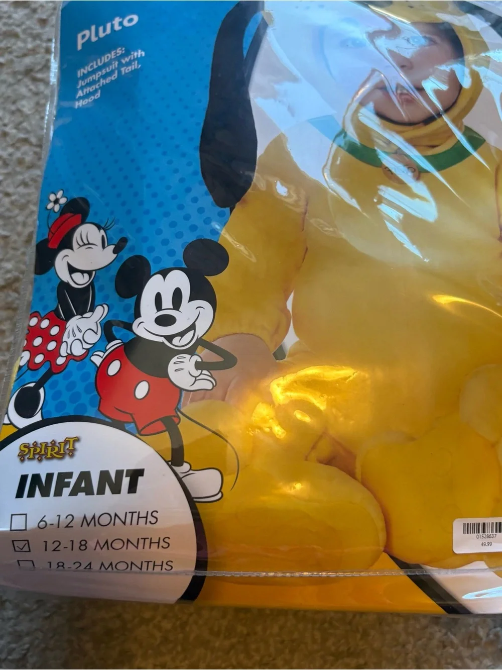 Disney Pluto Infant Jumpsuit Costume Baby 12-18 months Halloween World Land
